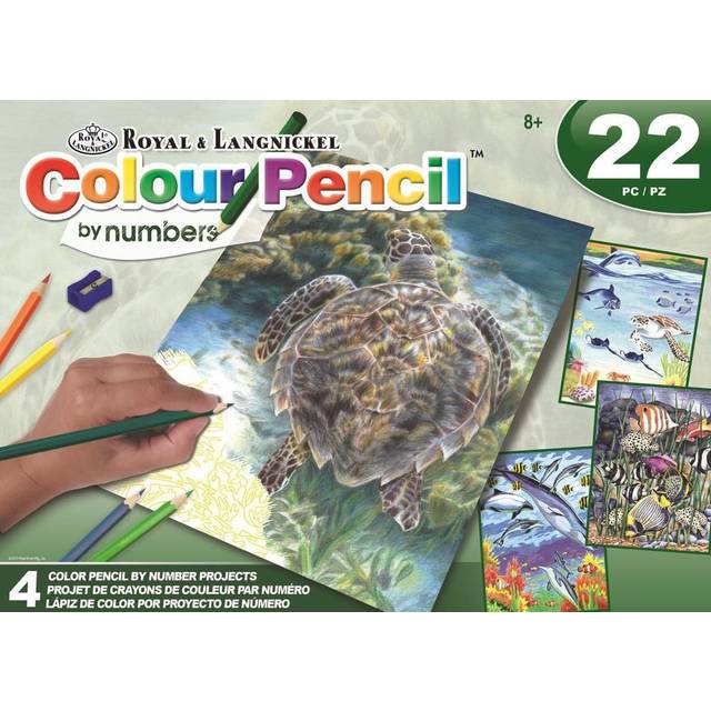 Colour Pencil By Numbers Sea Life Box Set 4 Piece