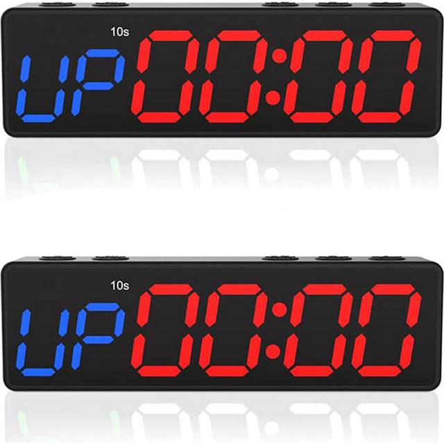 2X Workout Clock with Battery, Portable Mini Gym Timer with Built-in Magnet for Home Gym,Programmable Countdown/Up Timer