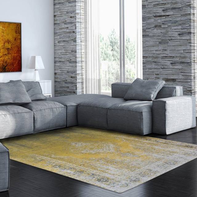 Fading World Cotton Yellow/Grey Rug (Rectangle 170 x 240cm)