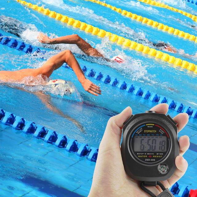 Electronic Digital Sport Stopwatch Timer with Date Time Alarm Compass for Outdoor Sports Running black
