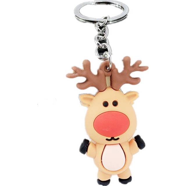 10 Pcs New Creative PVC Silicone Christmas Key Ring Keychain Small Gift Bag Car Key Pendant Elk A