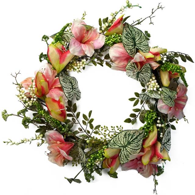 Leaf - 60cm Artificial Pink Lily Wreath