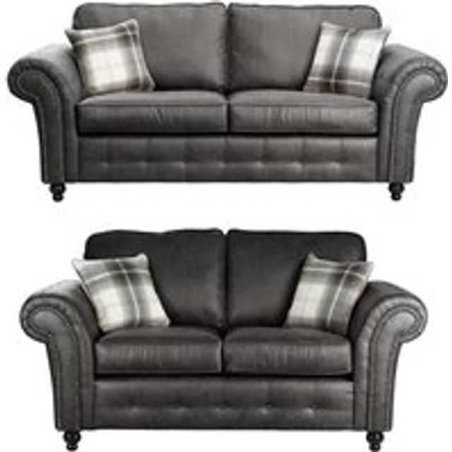 (Charcoal, 3 Plus 2 Set) Oakley Suede Fabric Sofas