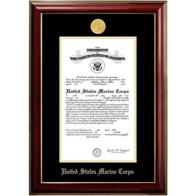 Campus Images MACCL001 10 x 14 in. Patriot Frames Marine Certificate Classic Mahogany Frame with Gold Medallion