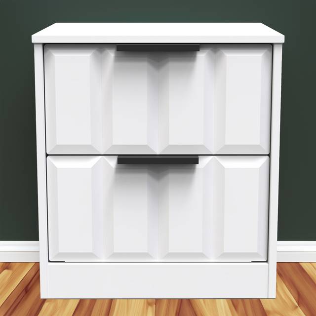 Welcome Furniture Ready Assembled New York 2 Drawer Bedside Cabinet In White Matt, White