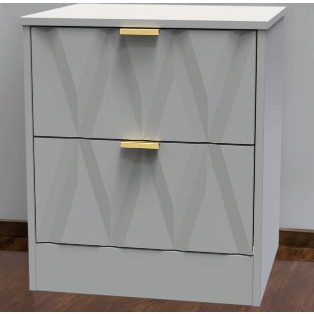 Welcome Furniture Ready Assembled Las Vegas 2 Drawer Bedside Cabinet In Dusk Grey, Grey