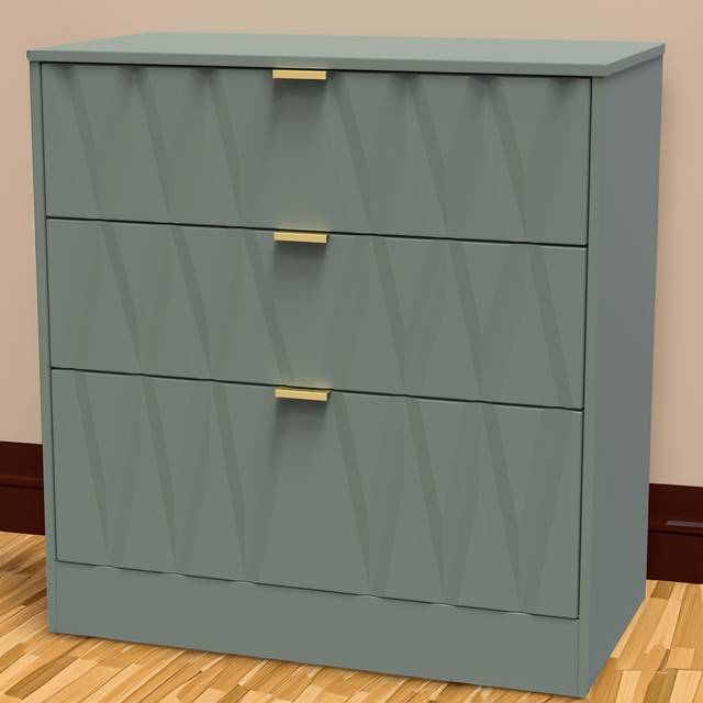 Welcome Furniture Ready Assembled Las Vegas 3 Drawer Deep Chest In Reed Green, Green