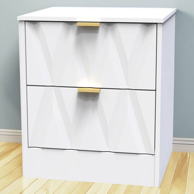 Welcome Furniture Ready Assembled Las Vegas 2 Drawer Bedside Cabinet In White Matt, White