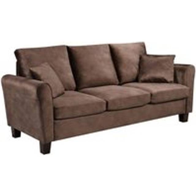 Brushed Velvet Sofa Suite - Brown / 3 Seater
