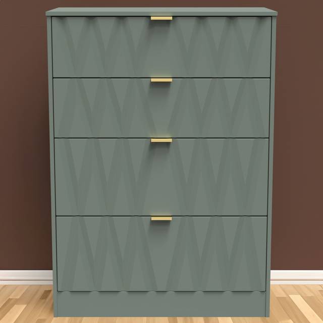 Welcome Furniture Ready Assembled Las Vegas 4 Drawer Deep Chest In Reed Green, Green