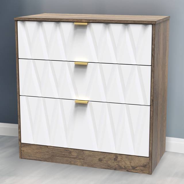 Swift Oxford Ready Assembled 3 Drawer Deep Chest - Grey