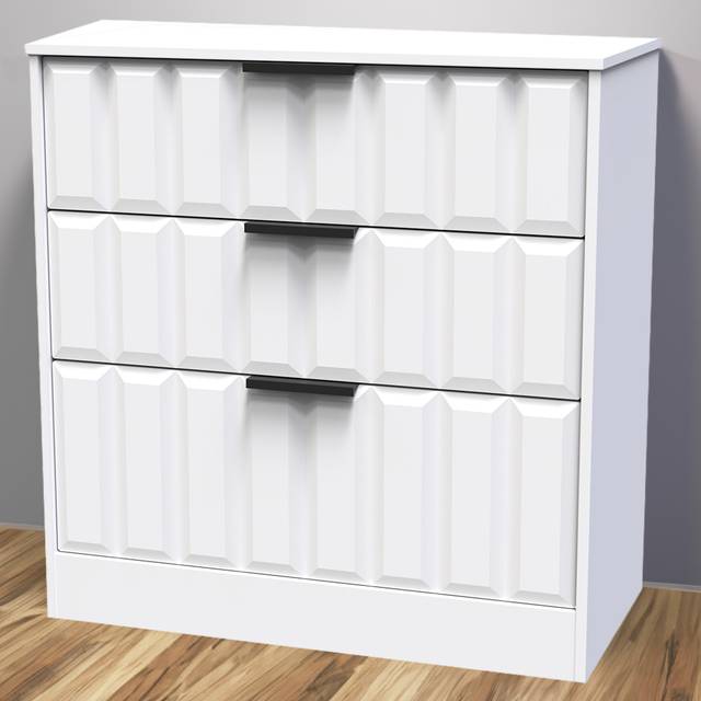 Welcome Furniture Ready Assembled New York 3 Drawer Deep Chest In White Matt, White