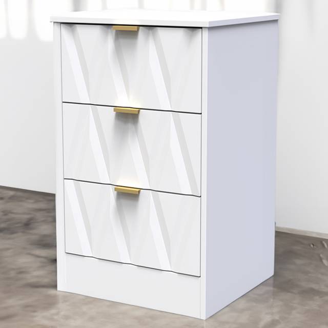 Welcome Furniture Ready Assembled Las Vegas 3 Drawer Bedside Cabinet In White Matt, White