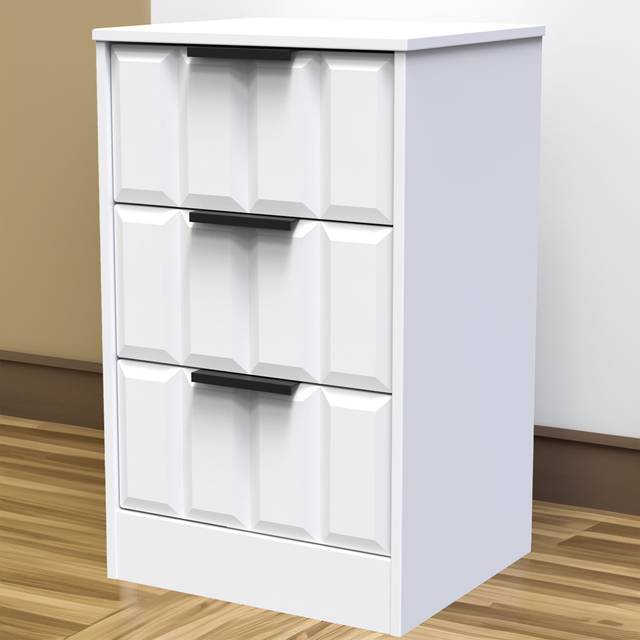 Welcome Furniture Ready Assembled New York 3 Drawer Bedside Cabinet In White Matt, White