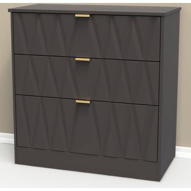 Welcome Furniture Ready Assembled Las Vegas 3 Drawer Deep Chest In Graphite, Grey