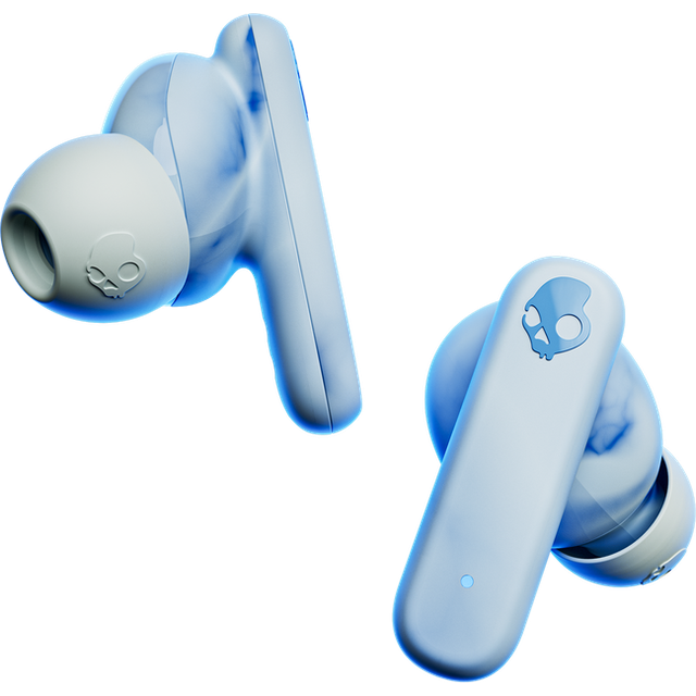 Skullcandy EcoBuds, Trådlösa Hörsnäckor, 8 Timmars Batteri, Batterifritt Laddningsfodral, Mikrofon, Fungerar med iPhone, Android och Bluetooth, Glacier