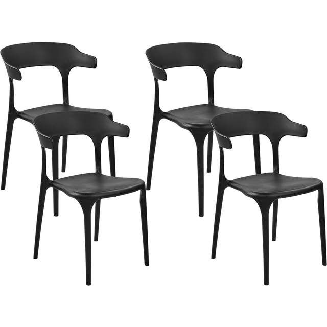 Beliani Set of 4 Garden Chairs GUBBIO Black, Black
