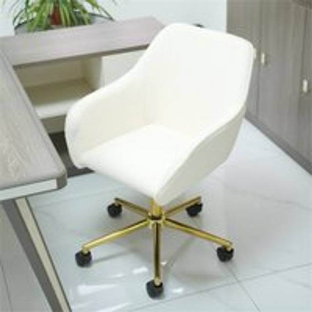 Elegant Adjustable Office Chair – Soft Teddy Upholstery & Glamorous Gold Legs