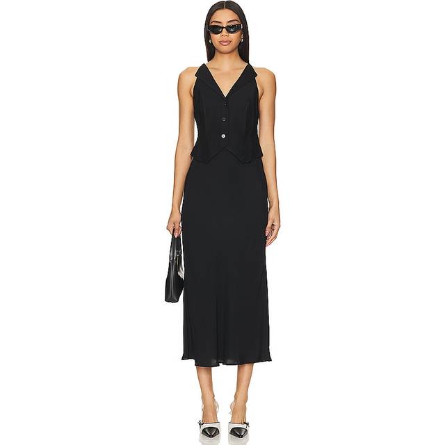 RIXO Kimmy - Black Black Midi Dress Regular / S/UK10