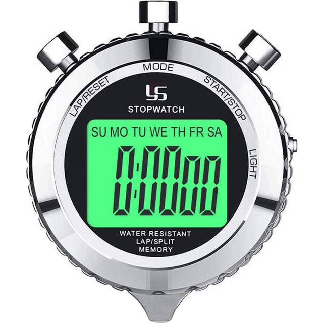 Digital Stopwatch Timer Metal Stop Watch with Backlight, 2 Lap for Sports Competition