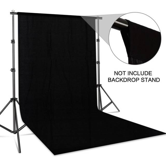 (Black, 200*300cm/6.6*10Ft) Photography Backdrop Smooth Muslin Screen Chromakey