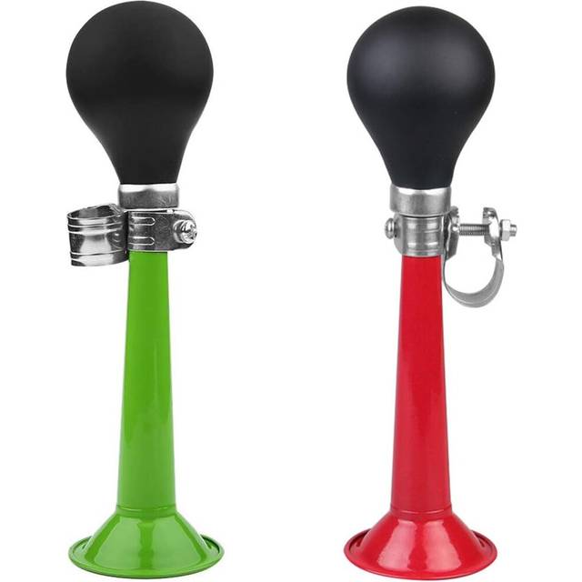 2 Pcs Bike Bell Bicycle Bell Bike Bell Metal Horn, Chrome Metal Bike Air Horn with 20cm Squeeze Bulb, Trumpet Sound (Green + Red)