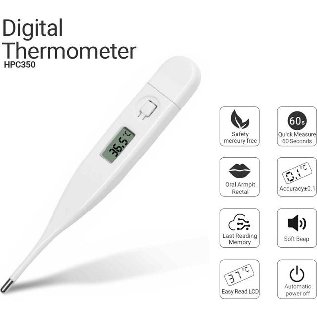 Digital Thermometer LCD Safe for Baby Adult Oral Underarm Mercury Free