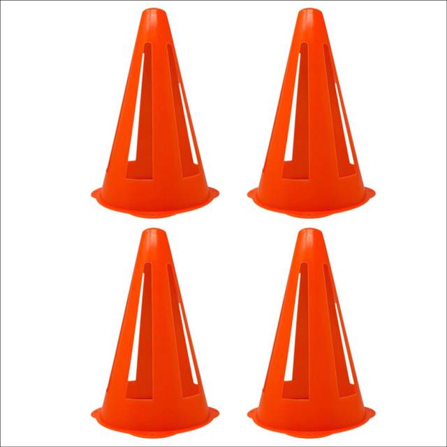 Plastic Cones - Mini Sports Cones for Drills + Practice - Flexible Orange Goal Cones for Training + Games - 9 Inches