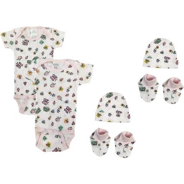 Bambini NC-0617 Newborn Baby Girl 6 Piece Layette Sets, White & Pink