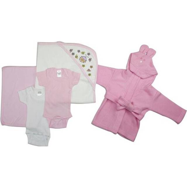 Bambini NC-0408M Baby Girl 5 Piece Layette Sets, White & Pink - Medium