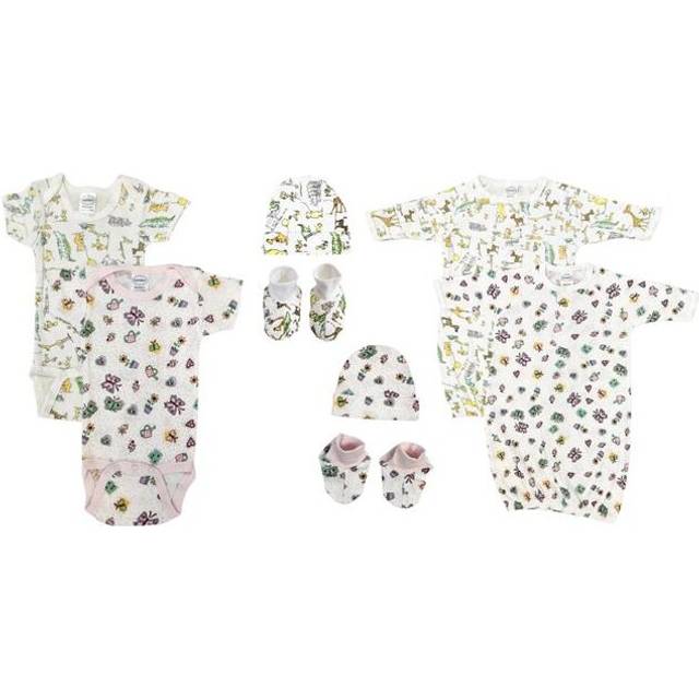 Bambini NC-0615 Newborn Baby Girl 8 Piece Layette Sets, White & Pink