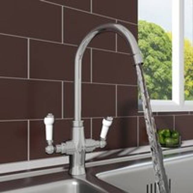 Aquariss - Two White Handle Mono Kitchen Sink Mixer Tap