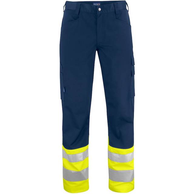(34R, Yellow/Navy) Projob Mens High-Vis Cargo Trousers