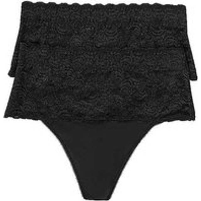 bonprix Pack of 2 Tummy Control Thongs - Black