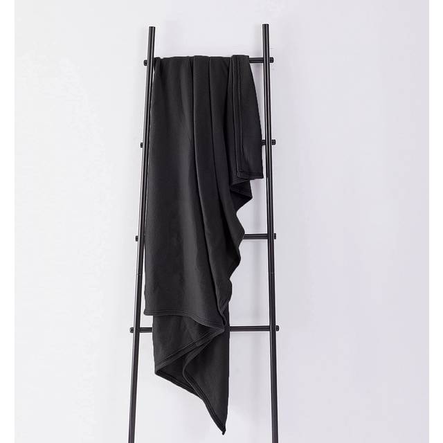 Large Plain Fleece Throw Blanket - Black