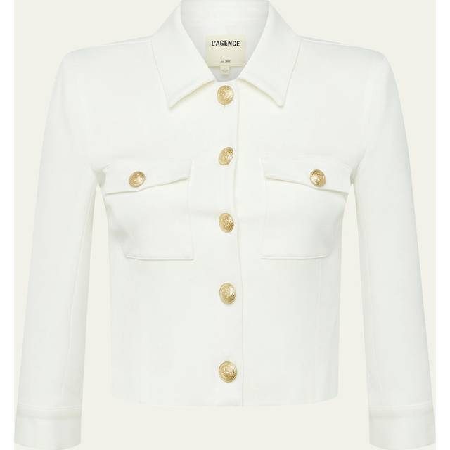 Kumi Cropped Fitted Jacket - WHITE - 8