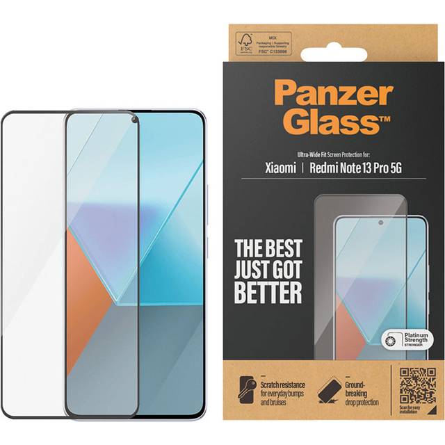 Xiaomi Redmi Note 13 Pro (5G) PanzerGlass Ultra Wide Fit Skärmskyddsglas - Platinum Strength - Svart Kant