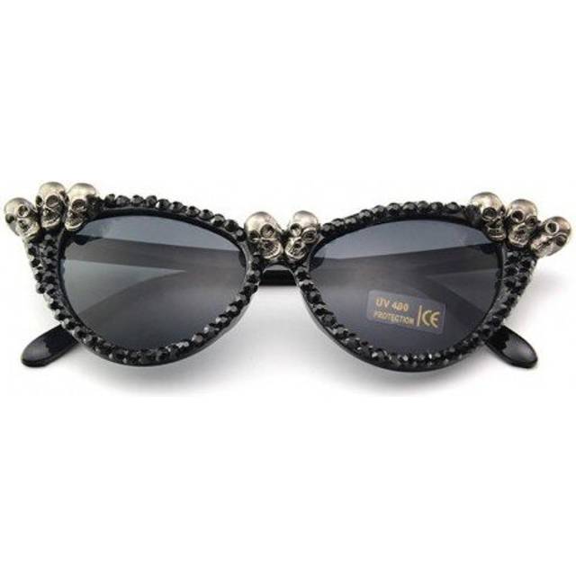 Rhinestone Sunglasses Cat Eye Women Skull Black Punk Sun Glasses for Woman Party Festival Hip Hop Fashion Style