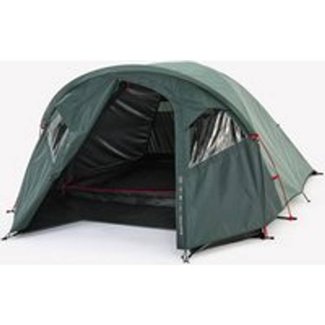 Camping Tent - MH100 Xl - 3-person - Eucalyptus Green/smoked Green/vermilion Red