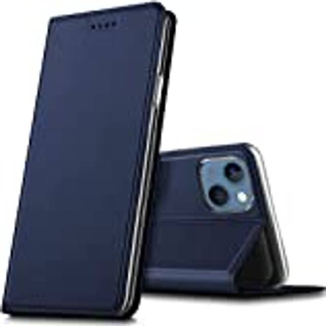Verco mobilfodral för iPhone 13, Premium bokväska flip fodral för iPhone 13 skal plånboksfodral pu läderväska [integrerad magnet], Blå