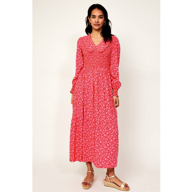 Elizabeth Collar Dress | Flower Coral - Red/Pink