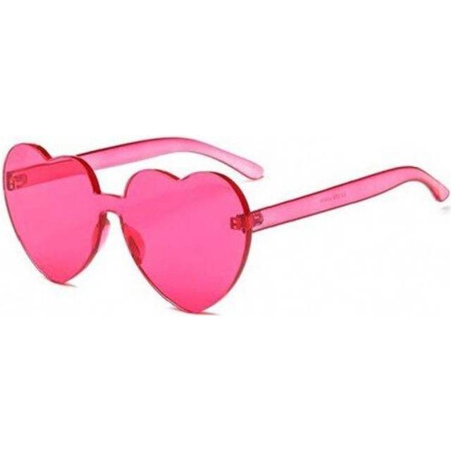 (C14 lake blue) MAXJULI Heart Oversized Sunglasses for Women Love Translucent Rimless Sun Glasses Female Clear Candy Color UV Protect Gafas 8069
