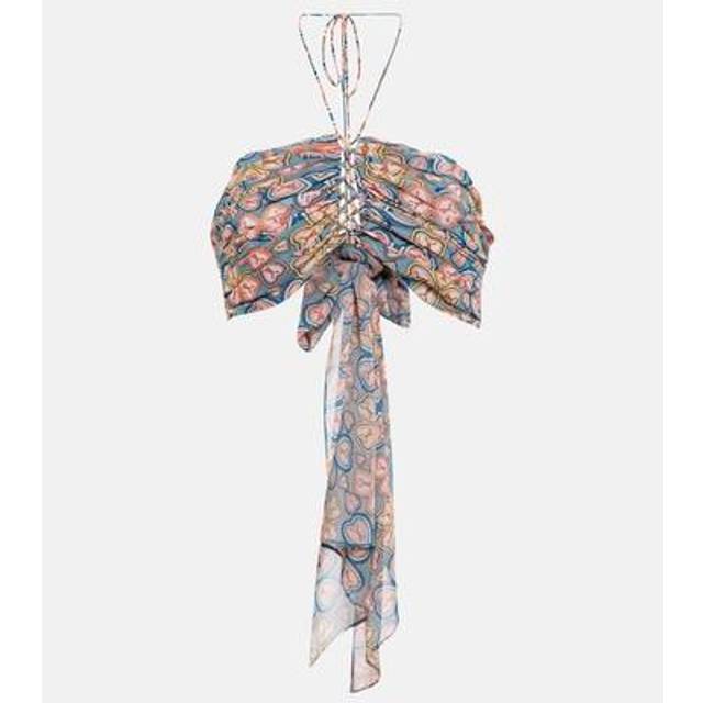 Etro Printed halterneck crop top