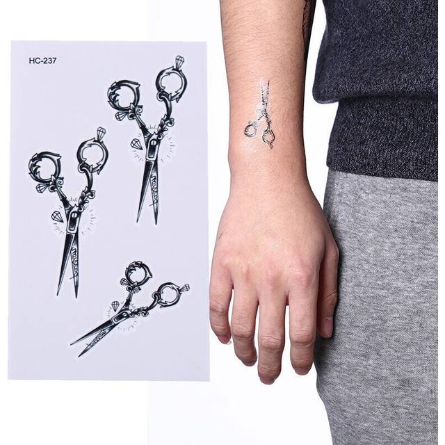 3PCS 3D Scissors Arm Body Art Sexy Harajuku Waterproof Temporary Tattoo Sticker