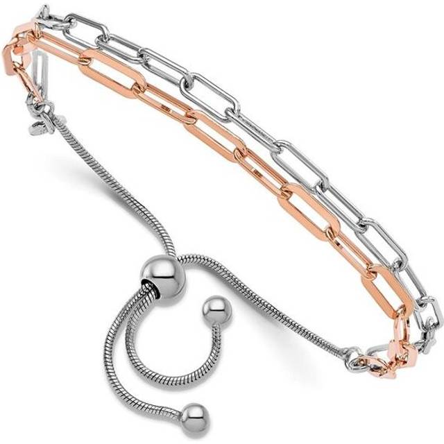 Leslies Sterling Silver Rhodium-Plated & Rose-Tone 2-Strand Bolo Bracelet