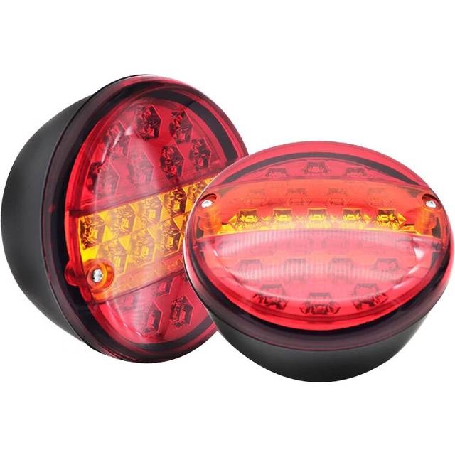 2Pcs 12V 24V 20 Led Car Trailer Tail Universal Lights Truck Round Taillight Rear Brake Stop Indicator Turn Signal Lamp