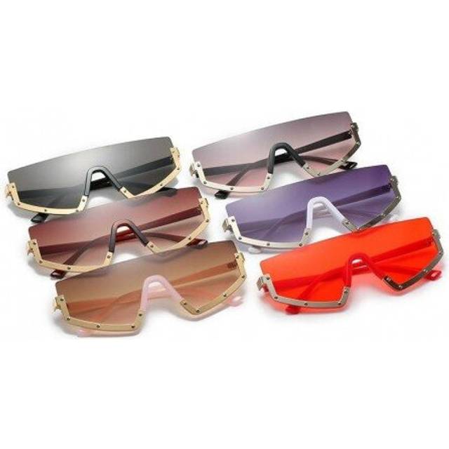 (C6) Vintage Semi-rimless Sunglass Women Men Fashion Party Holiday Eyewear Peasonality Unisex Conjoined Sunglasses 2020 Sun Glass