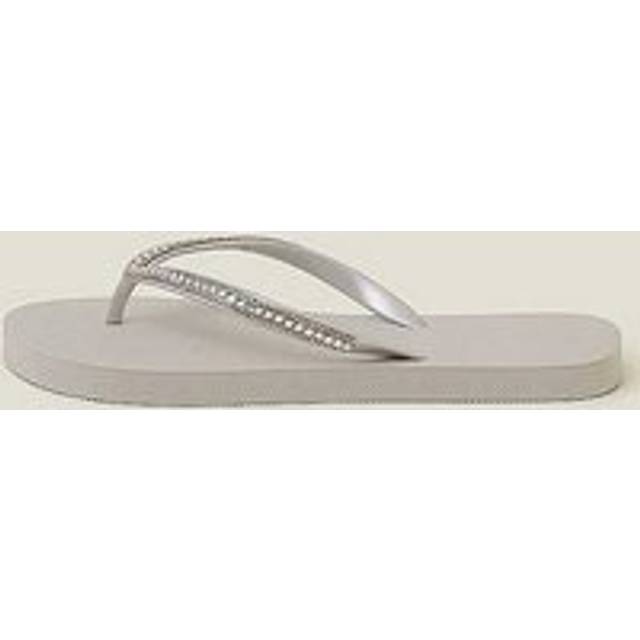 Accessorize Embellished Flip Flops - Silver