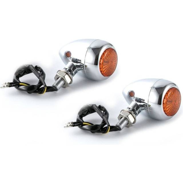 LED Blinker passend für Royal Enfield Bullet / Interceptor 650 mit E-Prüfzeichen Lumitecs RV369 gelb chrom