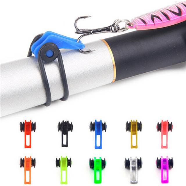 (Red) 10 Pcs Fishing Rods Plastic Bait Hooks Hangers